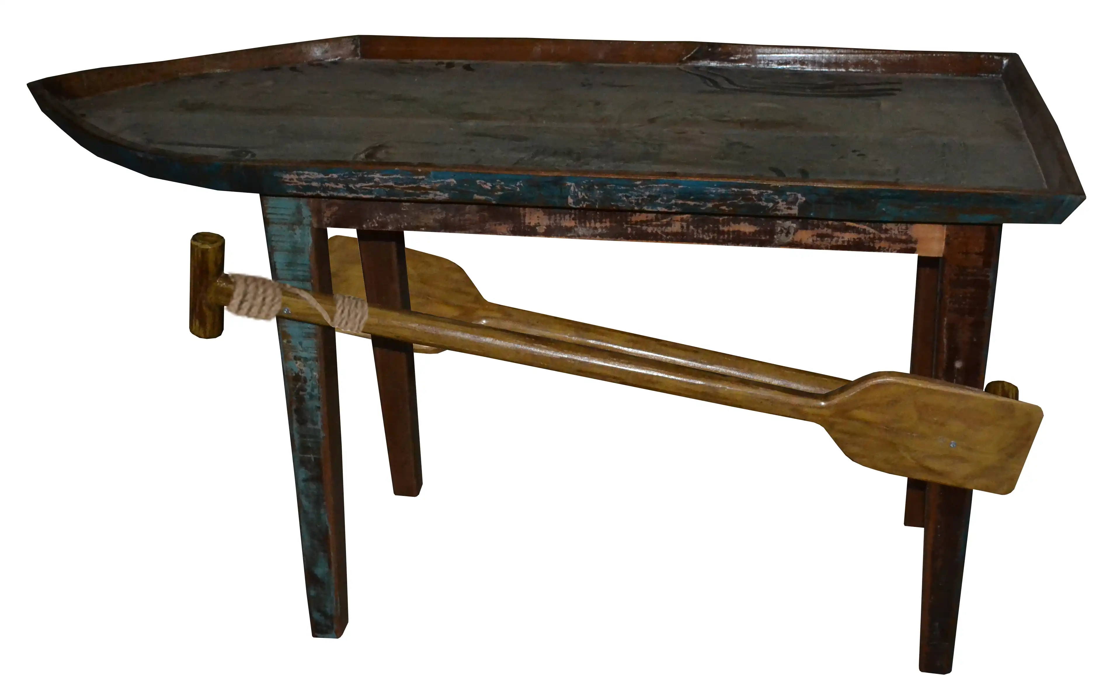 Reclaimed Wood Boat-Shaped Console Table (Knock Down) - popular handicrafts